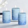 Meltone Strong Ocean Scented Pillar Candles,50+ Hrs Long Burning Candles3 Pack Blue Candles for Home Scented (3x4'')
